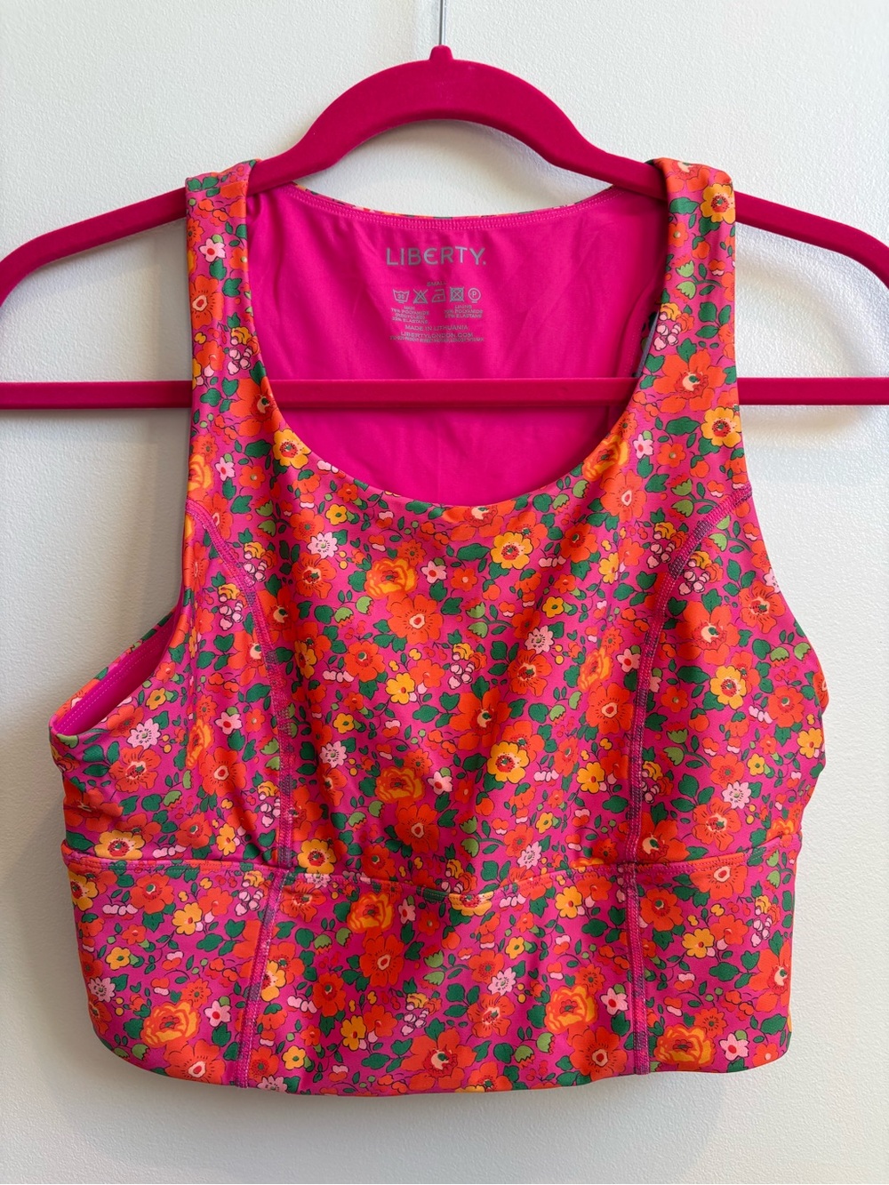liberty Vibrant Pink Floral Crop Sports Tank